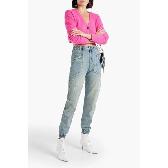 Retrofete Myla Acidwash High Rise Tapered Light Denim Jogger Jeans Size 24 - Picture 7 of 12